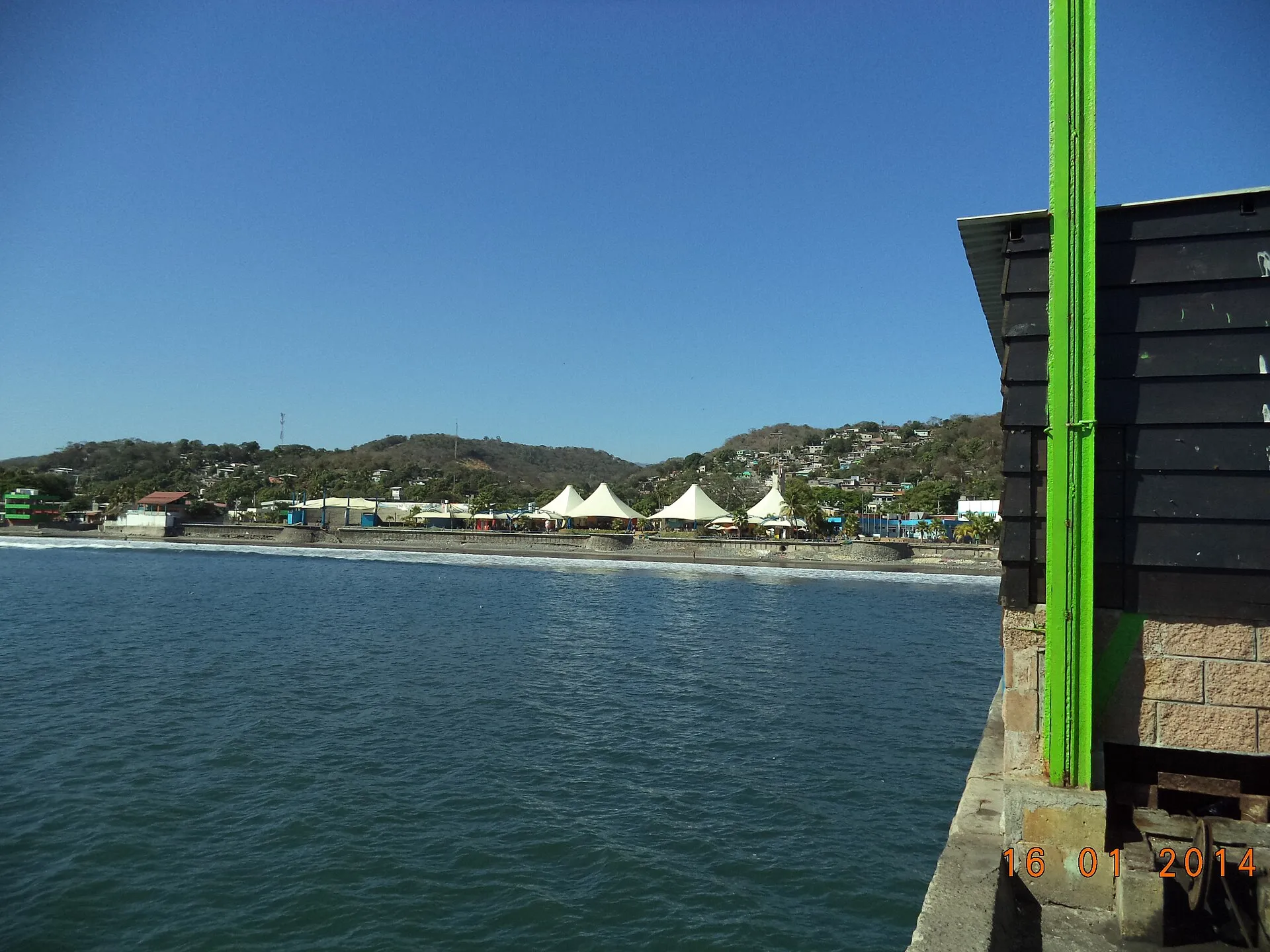Malecón at Puerto de La Libertad, El Salvador, with bright coastal light